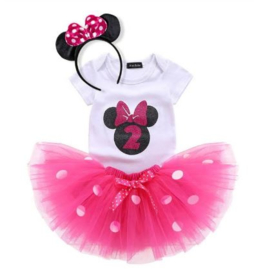 Minnie Mouse verjaardagset pink 2 jaar (3-delig) *