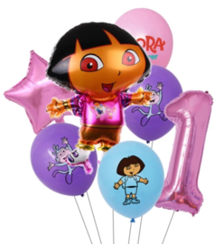 Dora ballonnen 1 jaar (7-delig)