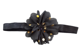 Haarband bloem , zwart met goud