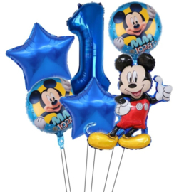 Mickey Mouse ballonnen 1 jaar (6-delig)