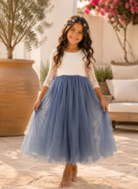 ROMANTISCHE JURK DUSTY BLUE MEDIUM | CHARLOTTE