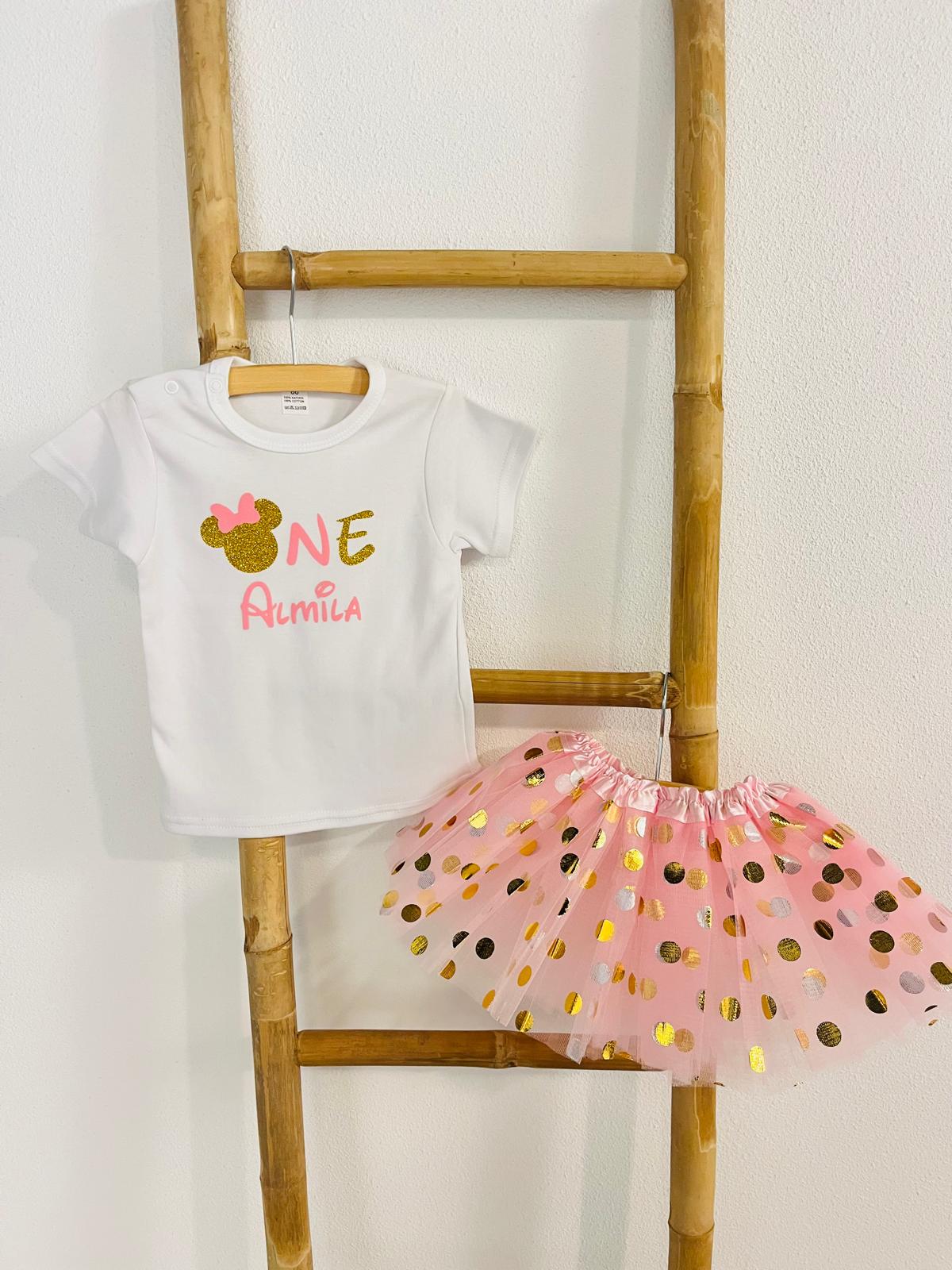 VERJAARDAGJURK MINNIE 1, 2, JAAR ROZE  | NICOLE