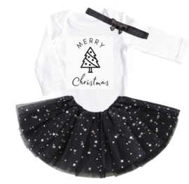 Kerst set Merry Christmas + haarband (3-delig)
