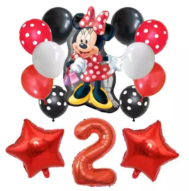 Minnie Mouse ballonnen 2 jaar rood(14-delig)