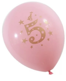 Ballonnen, 5 jaar, roze, 6 stuks