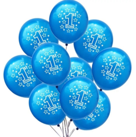 Ballonnen 1 jaar blauw metallic - 5 stuks