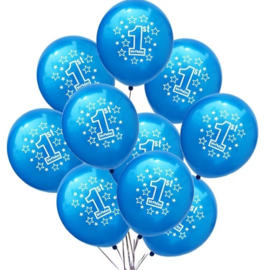 BALLONNEN 1 JAAR, 5 stuks | BLAUW METALLIC