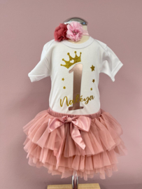 VERJAARDAGSET TUTU DUSTY PINK + NAAM, 1 T/M 4 JAAR | MARIT