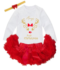 KERST SET PETTISKIRT ROOD + NAAM + haarband | JOAN