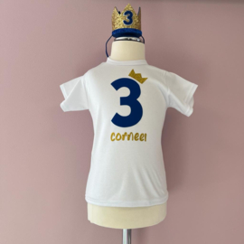 VERJAARDAGSHIRT KOBALTBLAUW/GOUD | GETAL