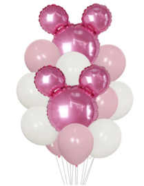 Minnie Mouse folie ballon tros roze-wit