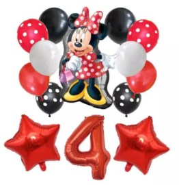 Minnie Mouse ballonnen 4 jaar rood (14-delig)
