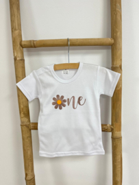 VERJAARDAG SHIRT WIT, 1 T/M 4 JAAR + haarband | DAISY