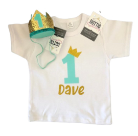 VERJAARDAGSHIRT MINT/GOUD | GETAL