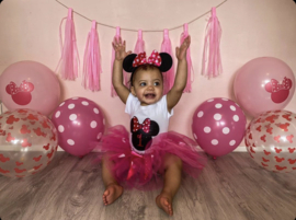 Minnie Mouse verjaardagset pink 1 jaar (3-delig)*