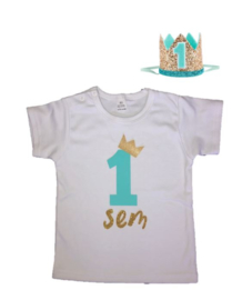 VERJAARDAGSHIRT MINT/GOUD | GETAL