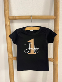 VERJAARDAGSHIRT ZWART | GETAL + NAAM