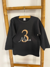 VERJAARDAGSHIRT ZWART | GETAL + NAAM