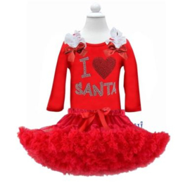 KERST SET ROOD 'I love Santa'  (mt 110/116 en 122/128)