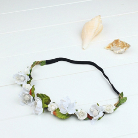 Haarband bloemen wit