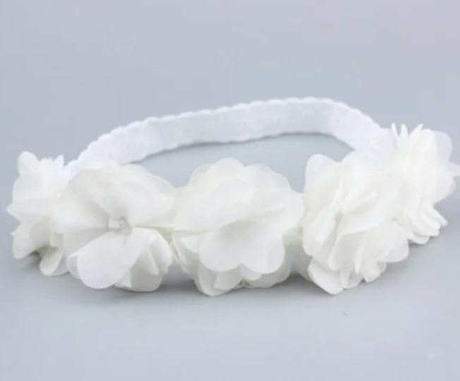 Haarband Kant met bloemen Wit