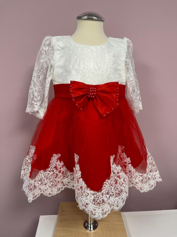 FEESTJURK ROOD MIMI Baby feestjurken Dottig