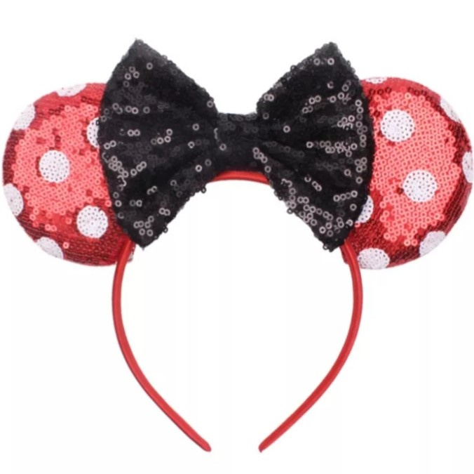 Minnie Mouse glitter diadeem rood met stippen *