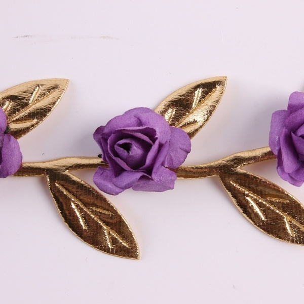 Haarband mini roosjes paars/goud