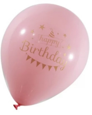 Ballonnen, Happy Birthday, roze, 6 stuks