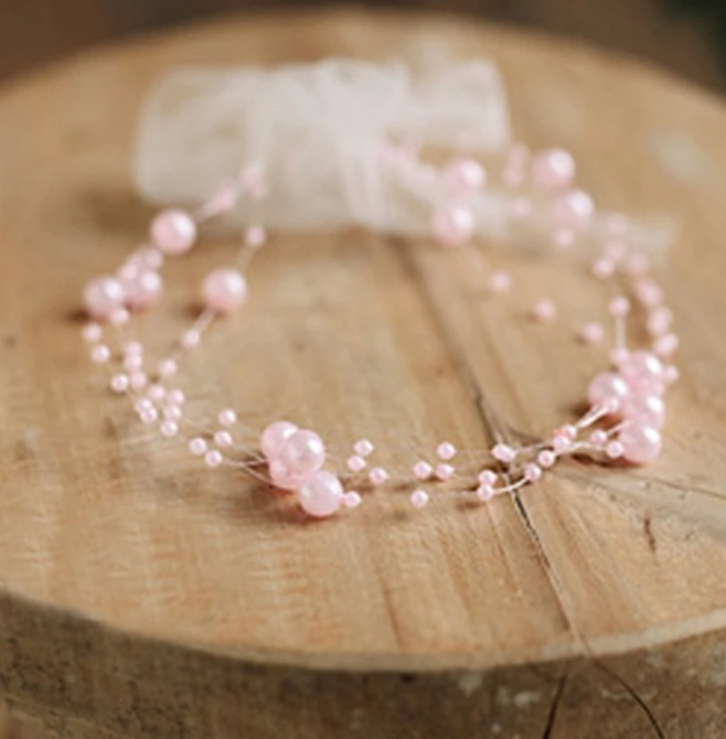 Baby haarband parels, roze
