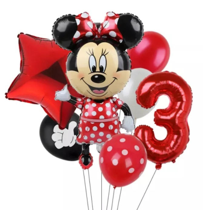 opbouwen zich zorgen maken Bukken Minnie Mouse ballonnen 3 jaar (7-delig) | Minnie Mouse versiering | Dottig
