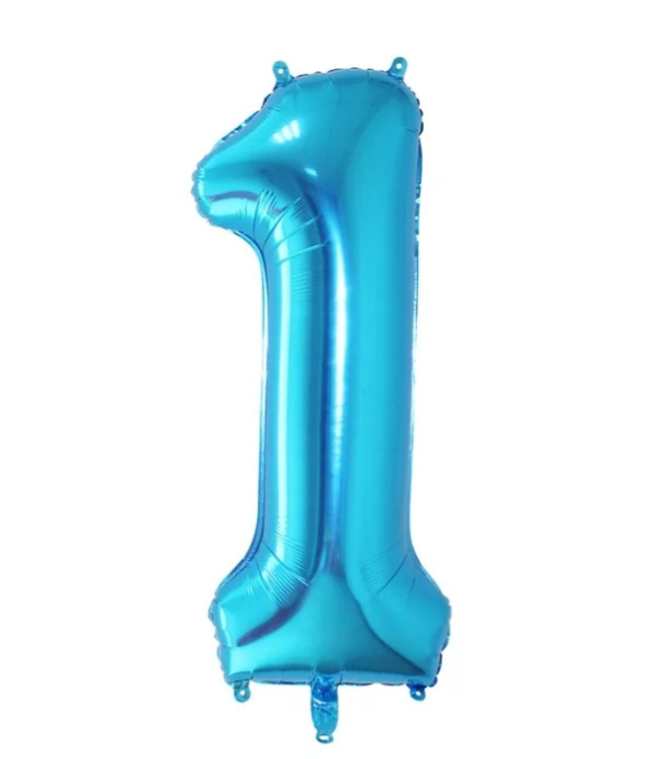 Folie Ballon cijfer 1  blauw - 80 cm