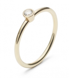 Gouden solitair ring met briljant geslepen diamant