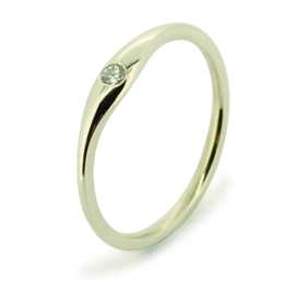 Gladde ring witgoud met lab grown diamant