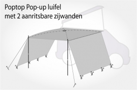 Poptop Pop-Up  luifel met 2 inritsbare zijwanden