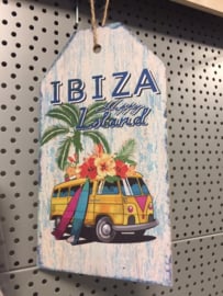 Schilderij hout 27x15 Ibiza geel