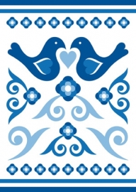 Ansichtkaart Delftsblauw Vogels