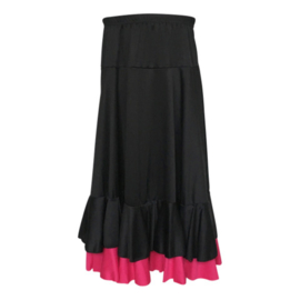 Spaanse flamenco rok meisjes zwart met roze rand