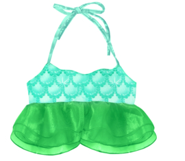Zeemeerminnen staart + bikini blauw + GRATIS krans