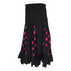 Spaanse flamenco rok meisjes zwart met roze stippen