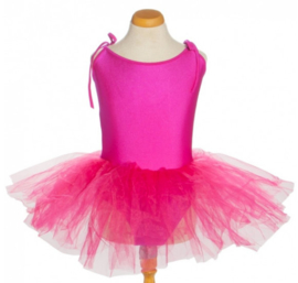 Balletpakje tutu met striklinten fuchsia roze