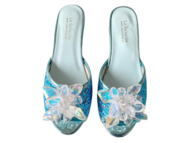 Prinsessen slipper blauw glitter