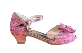 Prinsessen schoenen roze glitter strikje