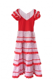 Robe Flamenco rouge blanc Femmes