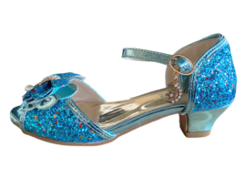 Prinsessen schoenen blauw glitter strikje