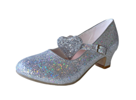 Spaanse schoenen zilver glitter hart Deluxe