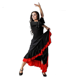 Flamenco rok dames, zwart/rood