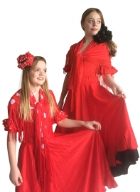 Flamenco body meisjes rood zwart - met 3/4 mouw