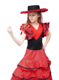 Spaanse sombrero zwart met rood  kind of volwassenen