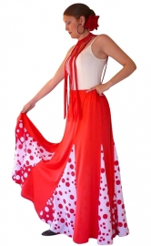 Flamenco rok, rood met witte stippen
